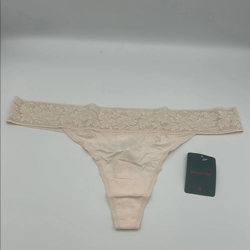 Tommy John Second Skin Lace Thong Soft Pink XL NWT